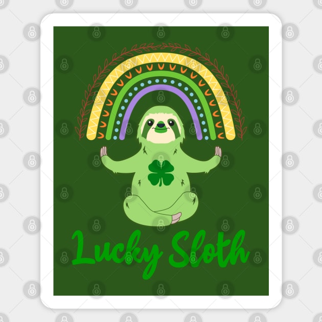 St Patricks Day Lucky Sloth Spirit Animal Magnet by RongWay